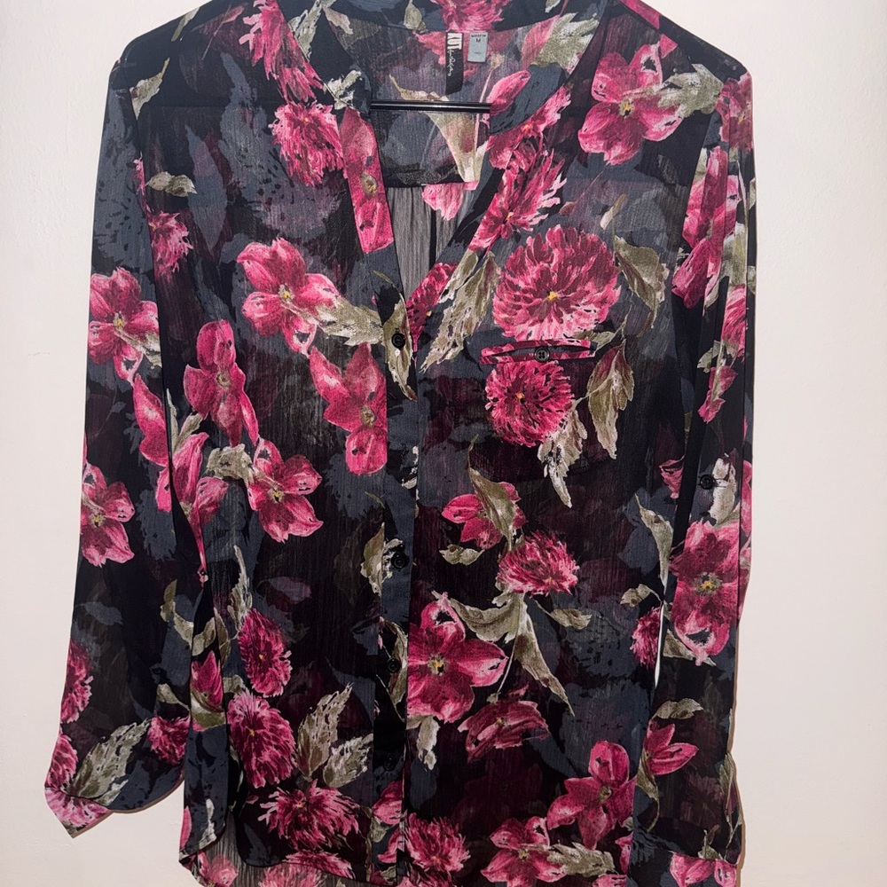 Kut from the Kloth Floral Blouse - Pink and Black